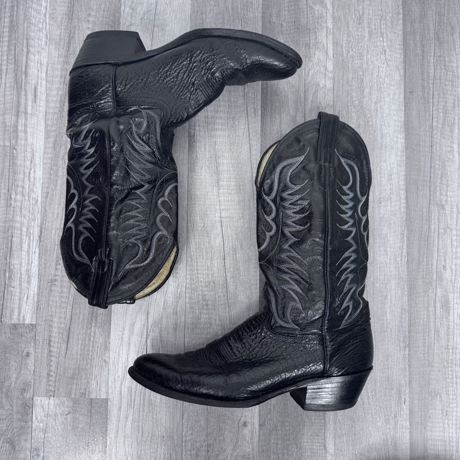 Vintage Vintage Abilene Bullhide Black Leather Cowboy Boots Men’s 11 Size US 11 / IT 41 - 3 Thumbnail