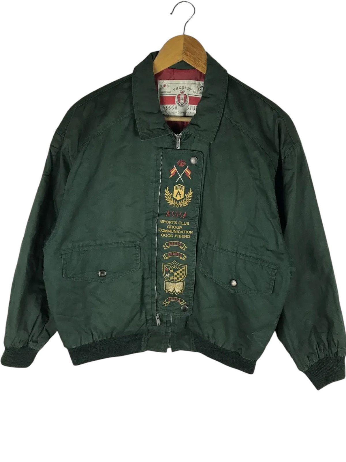 Vintage Vintage ASSA Studio Bomber Jacket Green Embroidered Sport Size US M / EU 48-50 / 2 - 1 Thumbnail