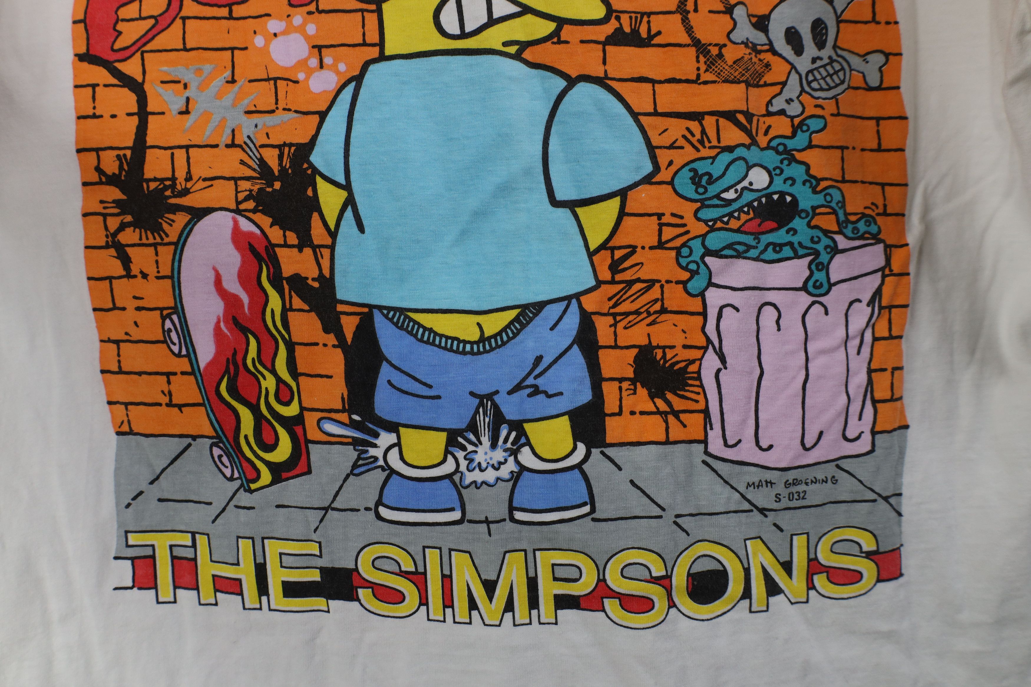 Vintage Vintage 90s The Simpsons Bart Gang Graffiti T-Shirt White Size US M / EU 48-50 / 2 - 10 Thumbnail