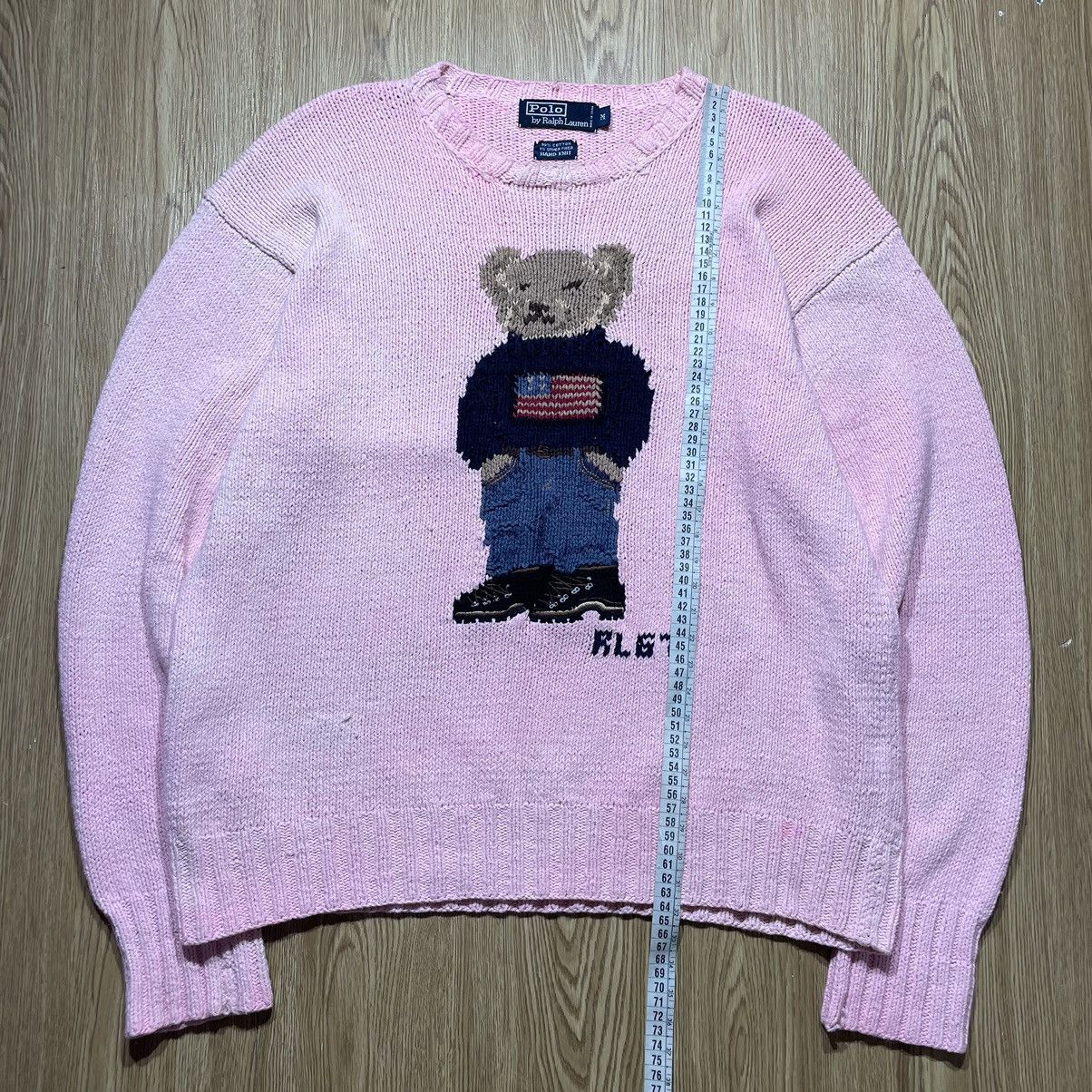 Polo Ralph Lauren × Vintage Sweater Polo Bear Pink Vintage Hand Knit Size M / US 6-8 / IT 42-44 - 6 Thumbnail