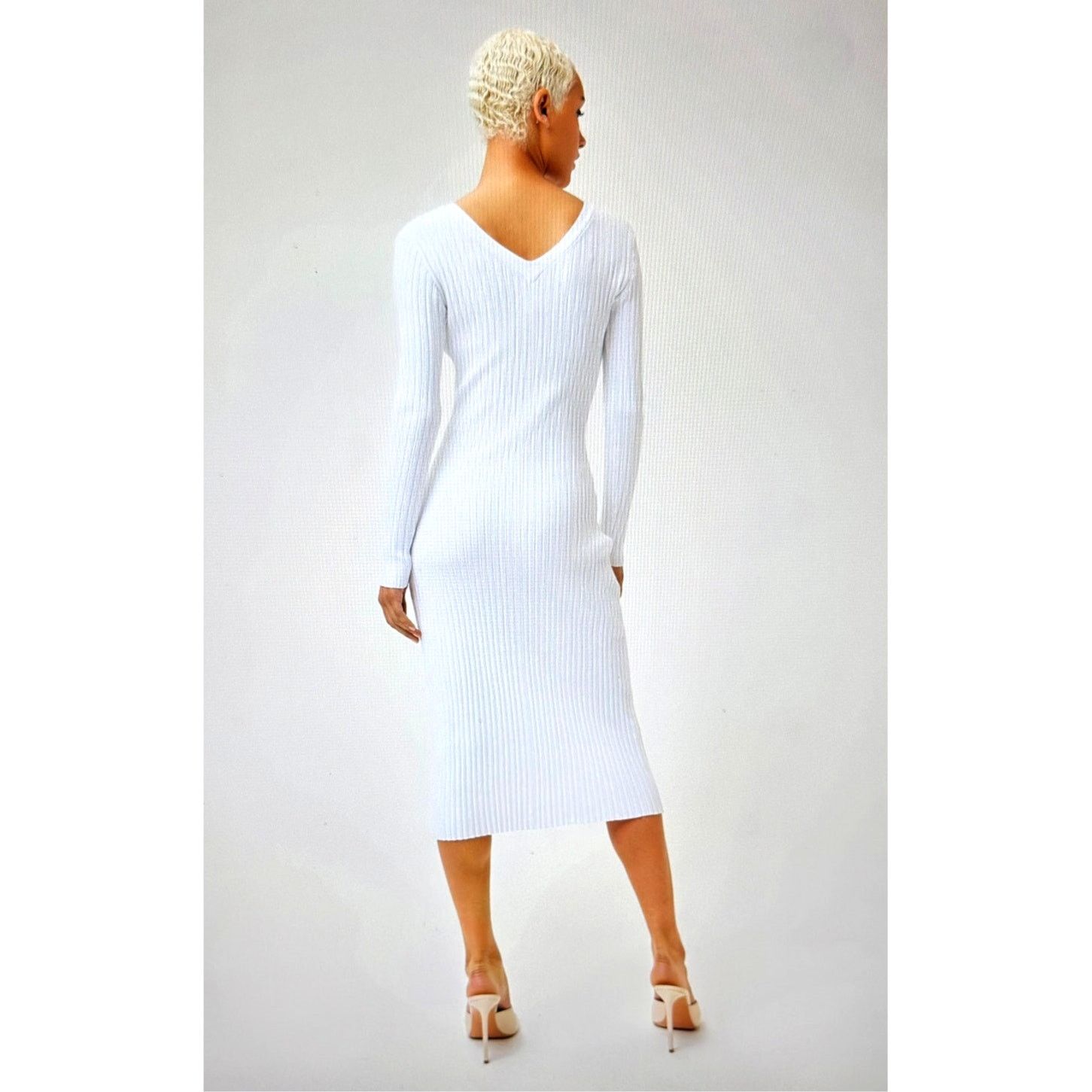Other LITA By Ciara Rib Cardigan Button Front Midi Dress White M Size M / US 6-8 / IT 42-44 - 3 Thumbnail