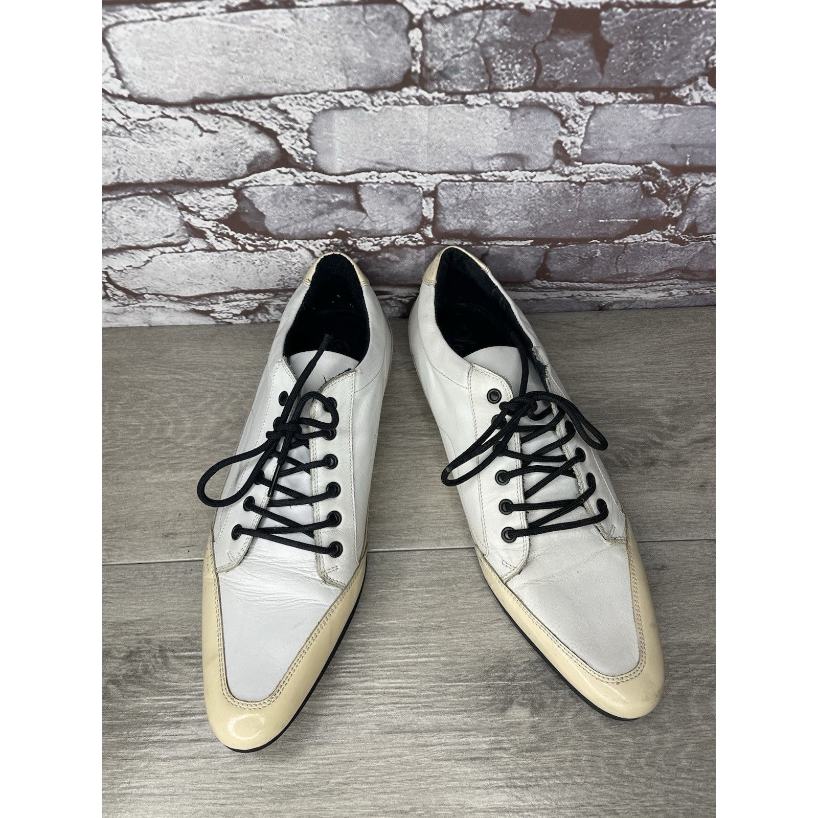 Vice Le Voice White Patent Leather Pointed Toe Oxfords Dress Shoe Size US 10.5 / EU 43-44 - 3 Thumbnail