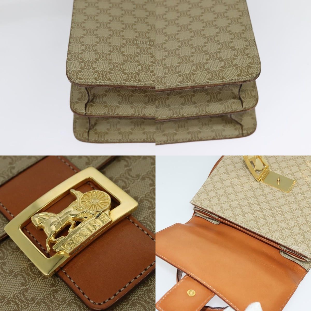 Celine CELINE Macadam Canvas Hand Bag Pvc Beige Gold Size ONE SIZE - 11 Thumbnail