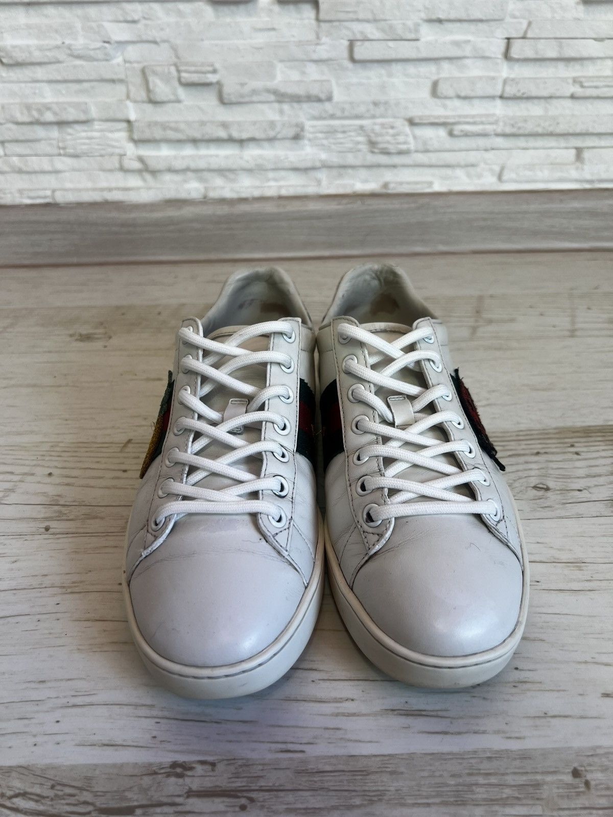 Gucci Gucci Ace Pineapple Ladybug Embroidered Leather Sneakers Size US 6.5 / IT 36.5 - 3 Thumbnail