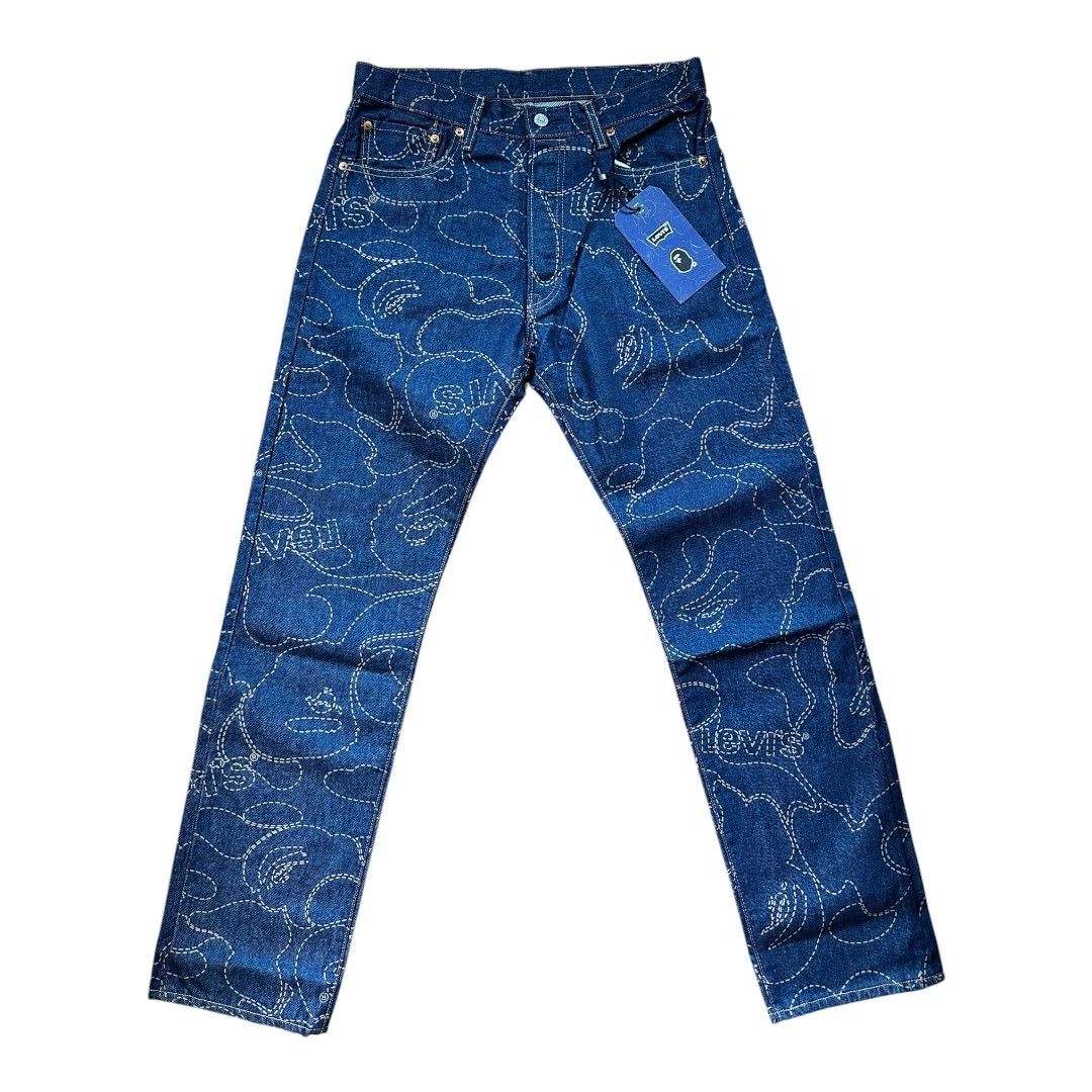 Bape Brand New 33" X 32" Bape Levis Camo Print Denim Jeans Size US 33 - 1 Thumbnail