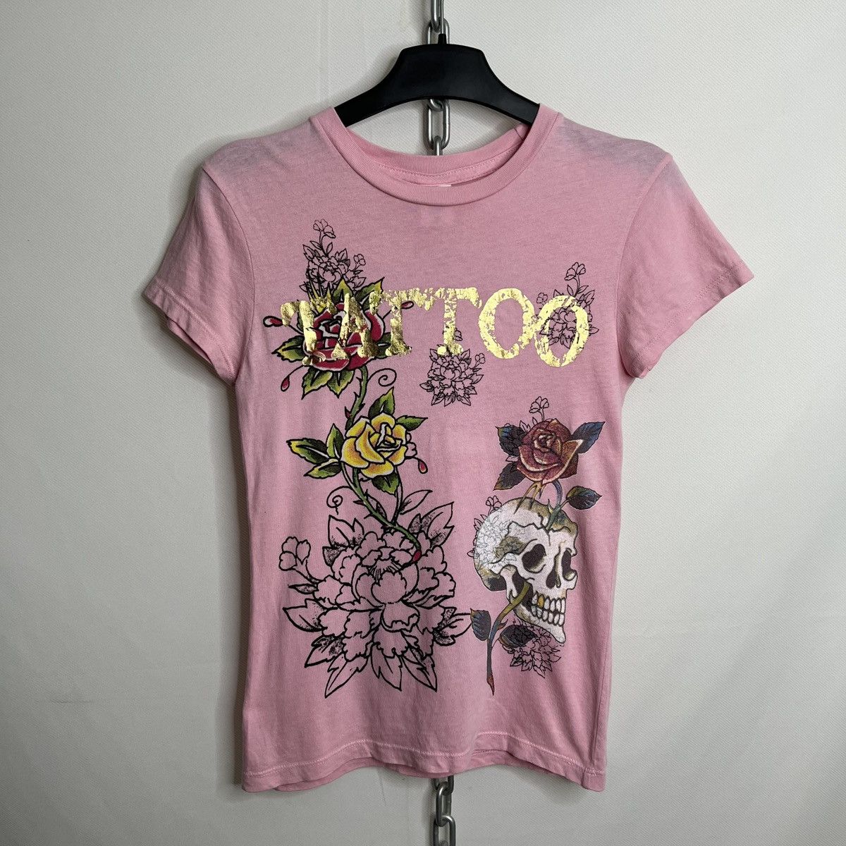 Ed Hardy ED HARDY PINK TATTOO SKULL GRAPHIC SHIRT Size XS / US 0-2 / IT 36-38 - 1 Thumbnail