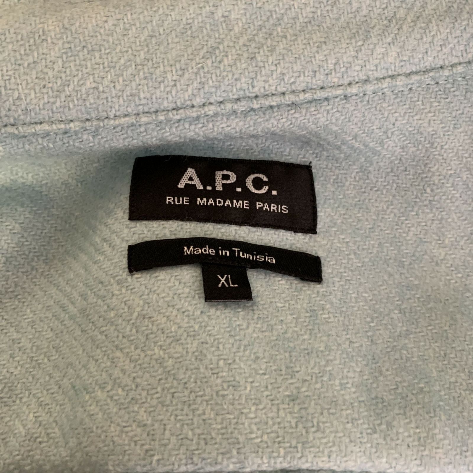 A.P.C. A.P.C. XL Blue Contrast Stitch Wool Blend Flannel L/S Shirt Size US XL / EU 56 / 4 - 4 Thumbnail