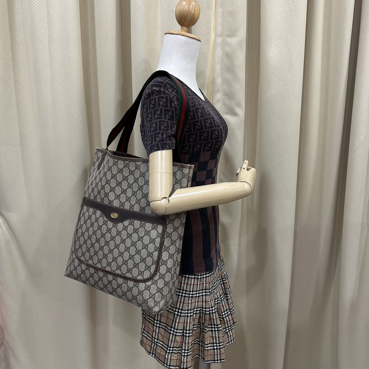 GG WEB SHERRY LINE VINTAGE GUCCI TOTE BAG 32