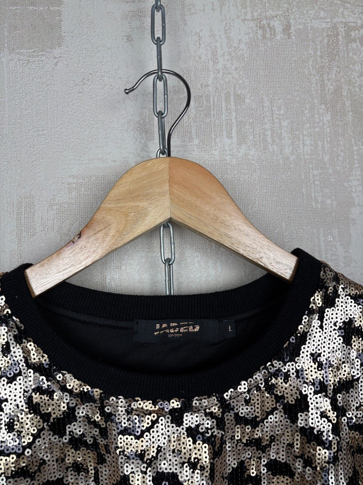 Jaded London Jaded London Sequin Top T-Shirt Gold Glam Party Festival Size US L / EU 52-54 / 3 - 4 Thumbnail