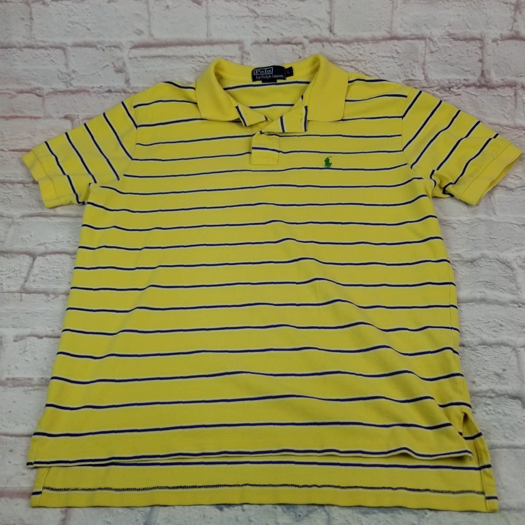 Ralph Lauren Ralph Lauren Polo Golf Shirt Mens Large Striped 100% Cotton VTG Yellow Polo by Ralph Lauren Golf Size US L / EU 52-54 / 3 - 3 Thumbnail