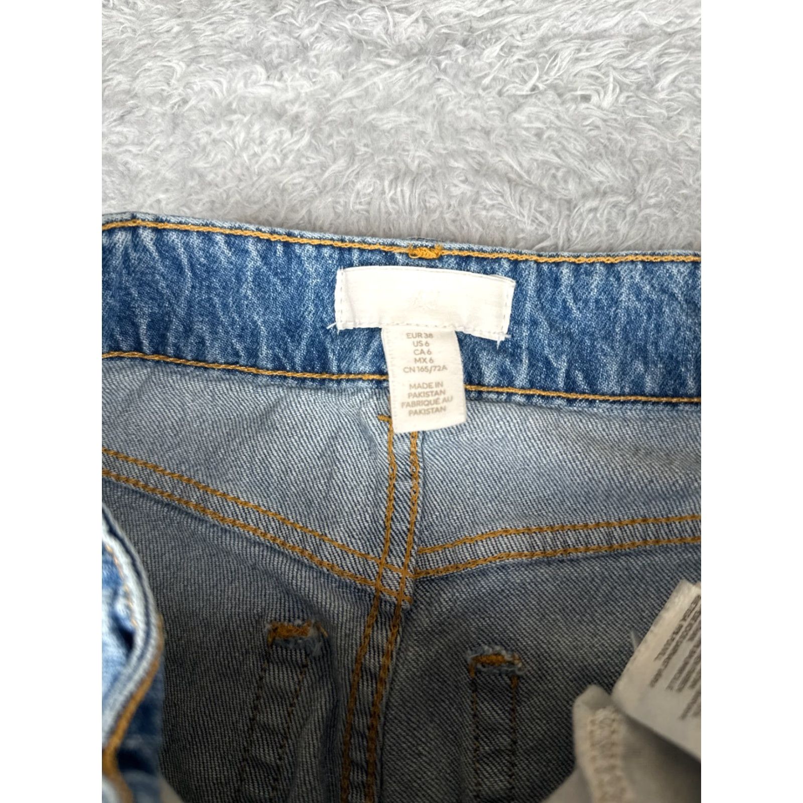 H&M H&M Jeans Womens 6 Blue Denim Distressed Wide Leg High Rise Cotton Blend 25x29 Size 28" / US 6 / IT 42 - 6 Thumbnail