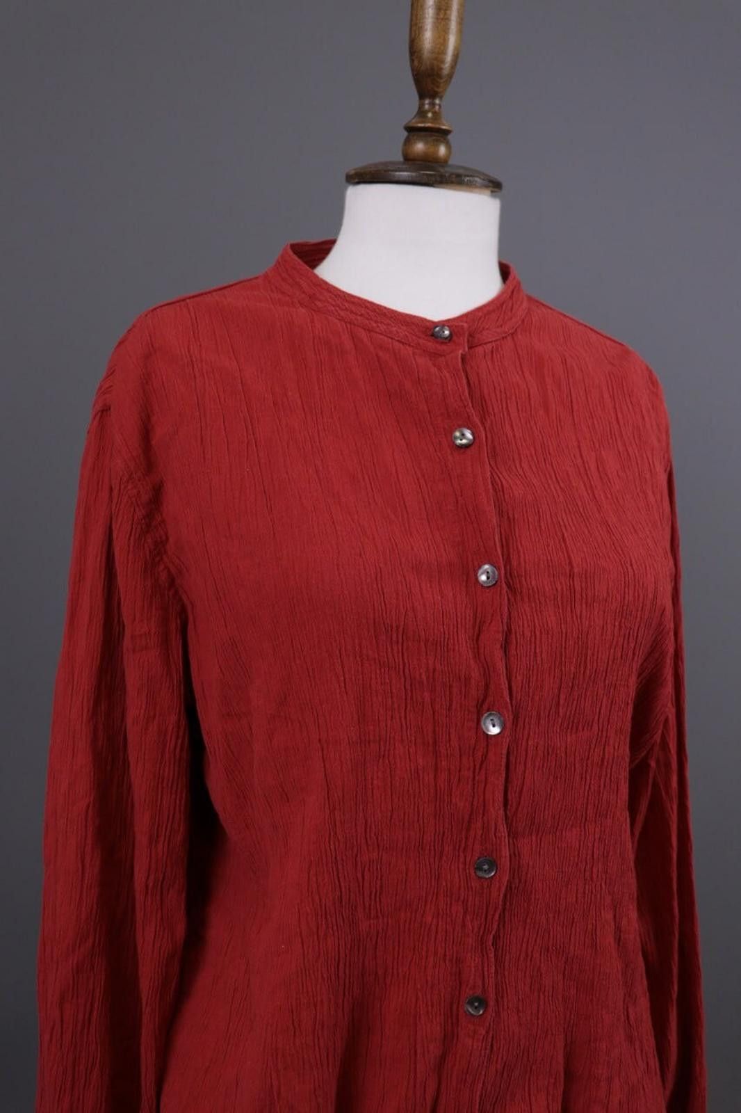 Designer Gudrun Sjoden Red Button Down Top Shirt Size XL Size XL / US 12-14 / IT 48-50 - 5 Thumbnail
