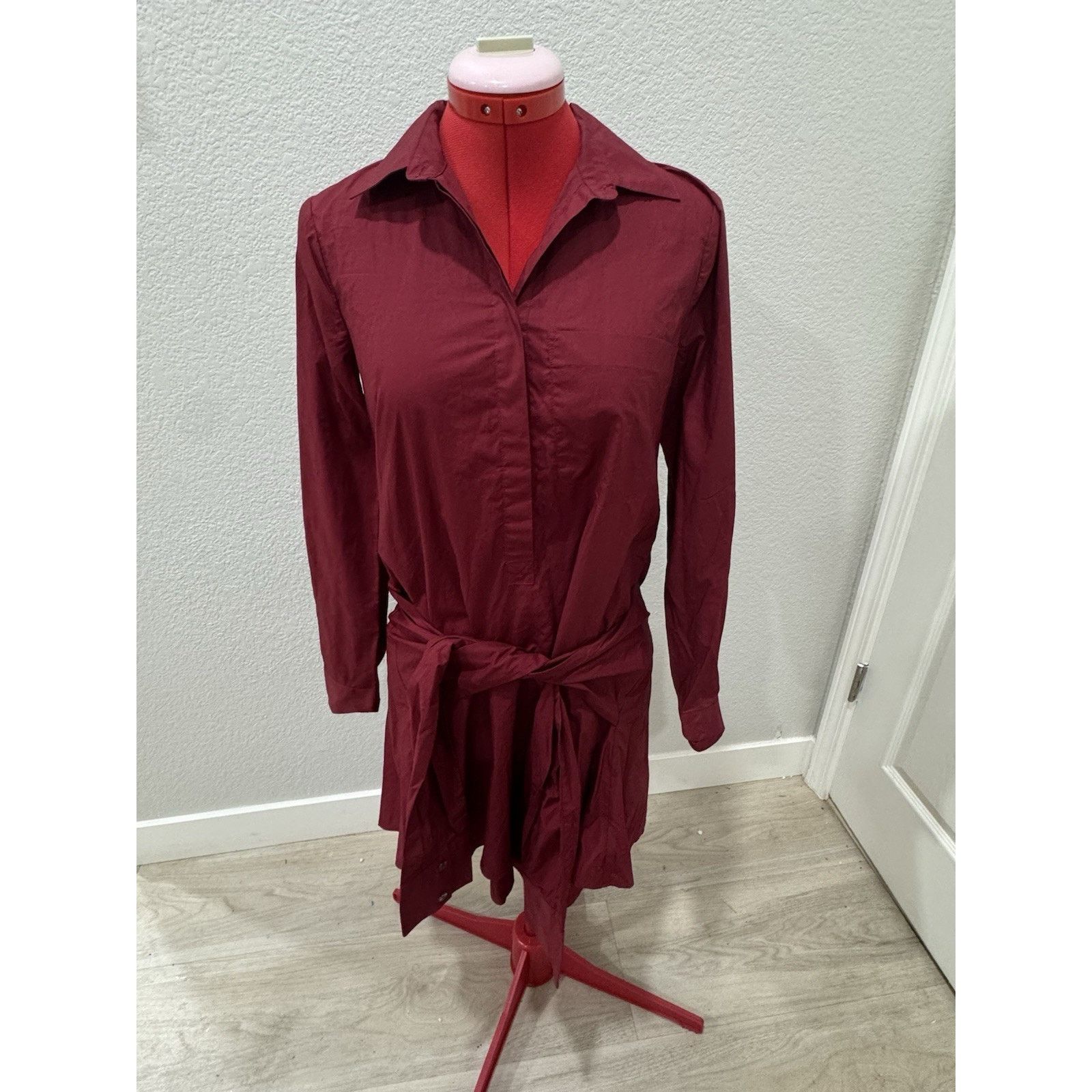 Derek Lam 10 Crosby DEREK LAM 10 CROSBY Burgendy shirtdress cotton front tie Size XS / US 0-2 / IT 36-38 - 2 Thumbnail