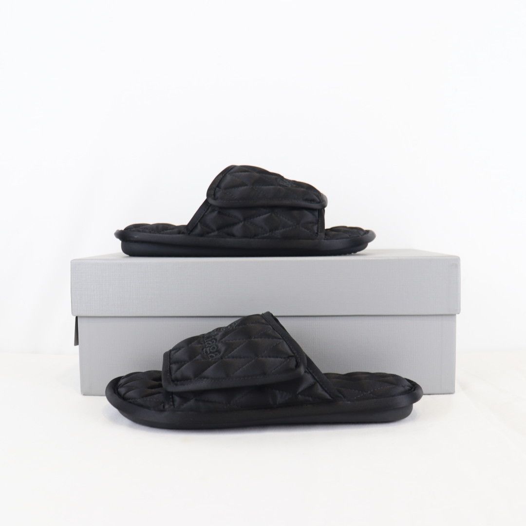 Balenciaga o1rshd1 Quilted Satin Hotel Artw Home Slide in Black Size US 6 / EU 39 - 1 Thumbnail