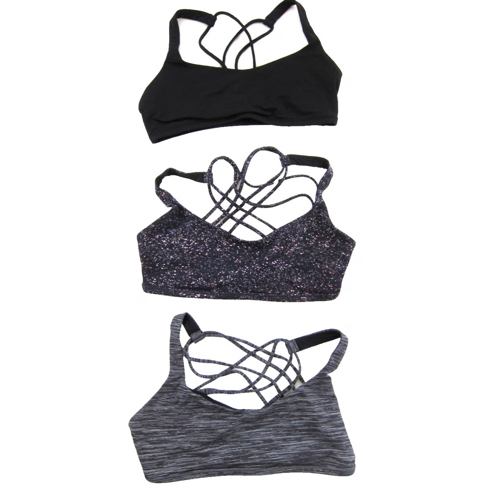 Lululemon Lululemon Sports Bra Shirt Womens Small Black-Gray-Purple Strappy Crossback 3 Pack Sports Bra Beach Colorful Tropical 90s? Size ONE SIZE - 2 Thumbnail