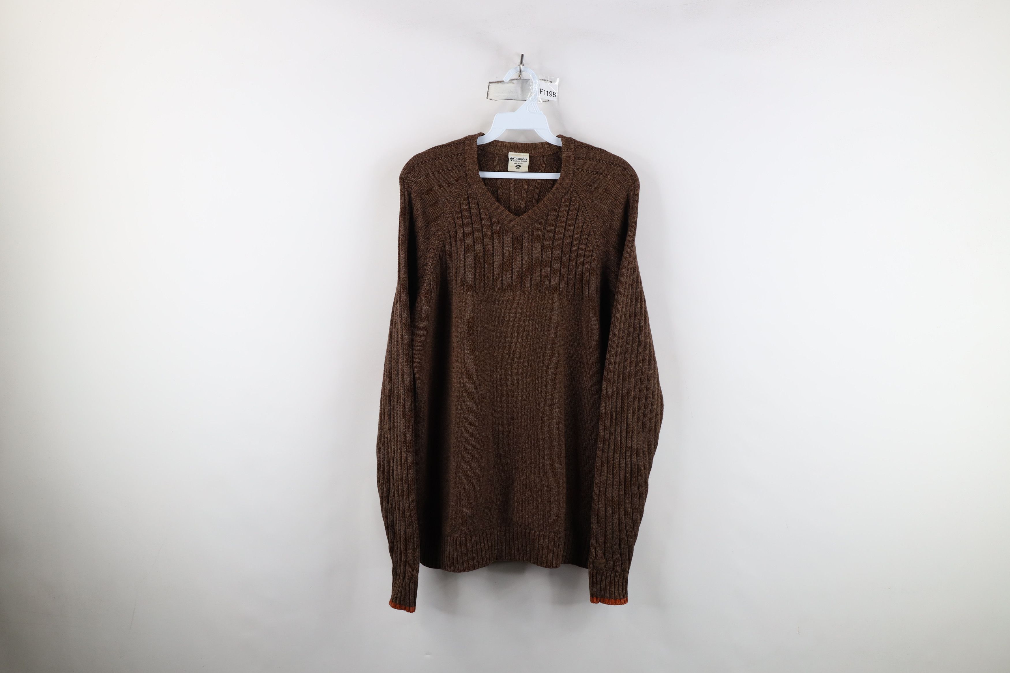 Columbia Vintage Columbia Ribbed Knit V-Neck Sweater Heather Brown Size US M / EU 48-50 / 2 - 1 Thumbnail