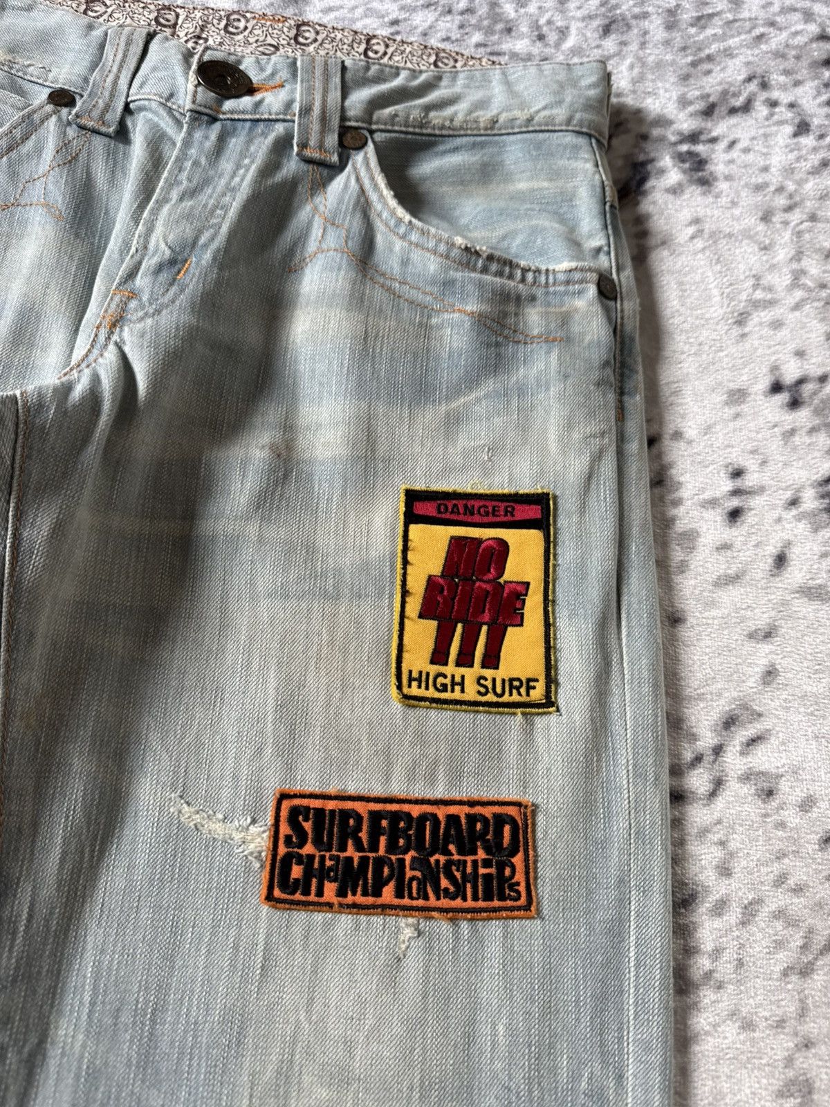 Japanese Brand Edwin 503 Japan Surfer Edition Patched Distressed Jeans Size US 29 - 5 Thumbnail