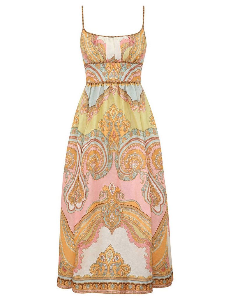 Zimmermann oc11z0126 Maxine Picnic Midi Dress in Multicolor Size XS / US 0-2 / IT 36-38 - 1 Thumbnail