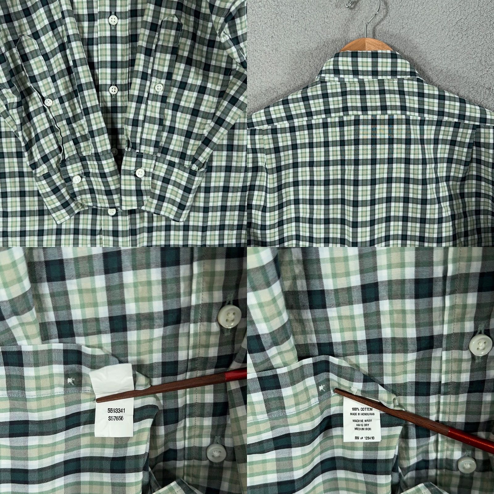 Sid Mashburn Sid Mashburn Spread collar Shirt Mens M Slim Plaid Green Poplin Cotton Linen Button-Up Casual Classic Preppy Images 90s? Size US M / EU 48-50 / 2 - 8 Thumbnail