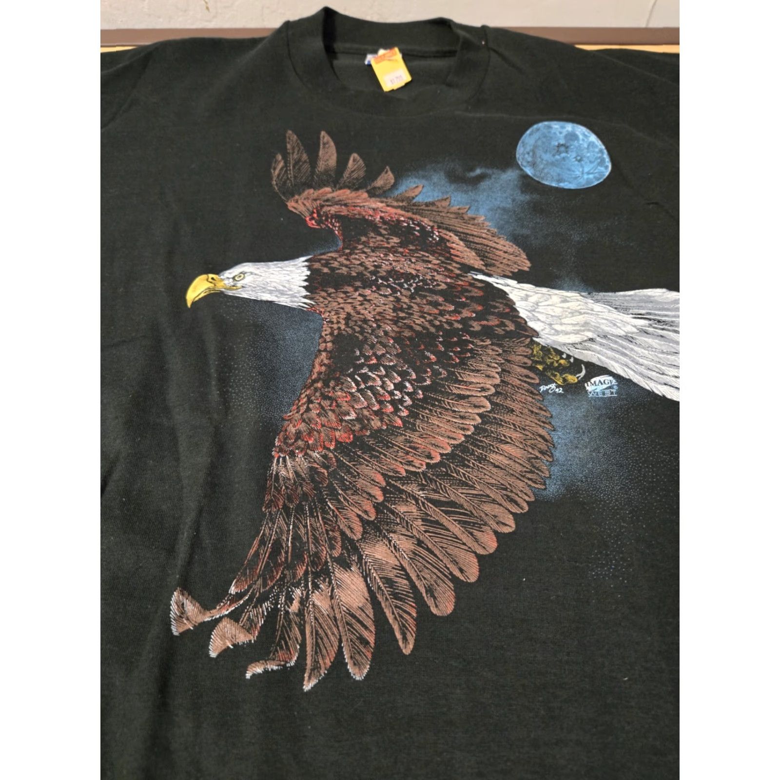 Fruit Of The Loom VINTAGE Fruit of the Loom Shirt Mens L Black Double-Sided Eagle USA Shirt Size US L / EU 52-54 / 3 - 2 Thumbnail