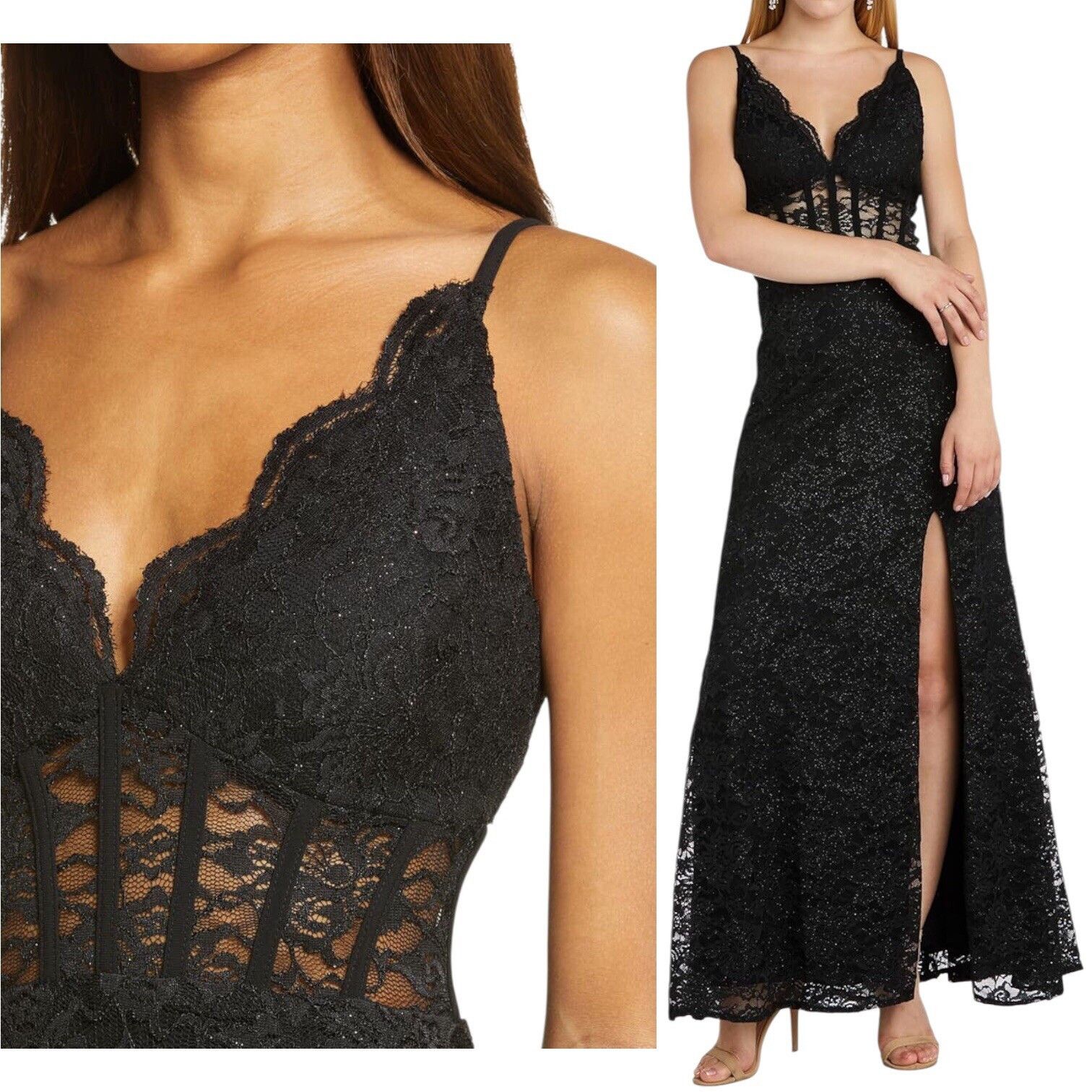 Other Morgan & Co Junior Lace Corset Black Prom Gown Dress Sz 3 Size S / US 4 / IT 40 - 3 Thumbnail