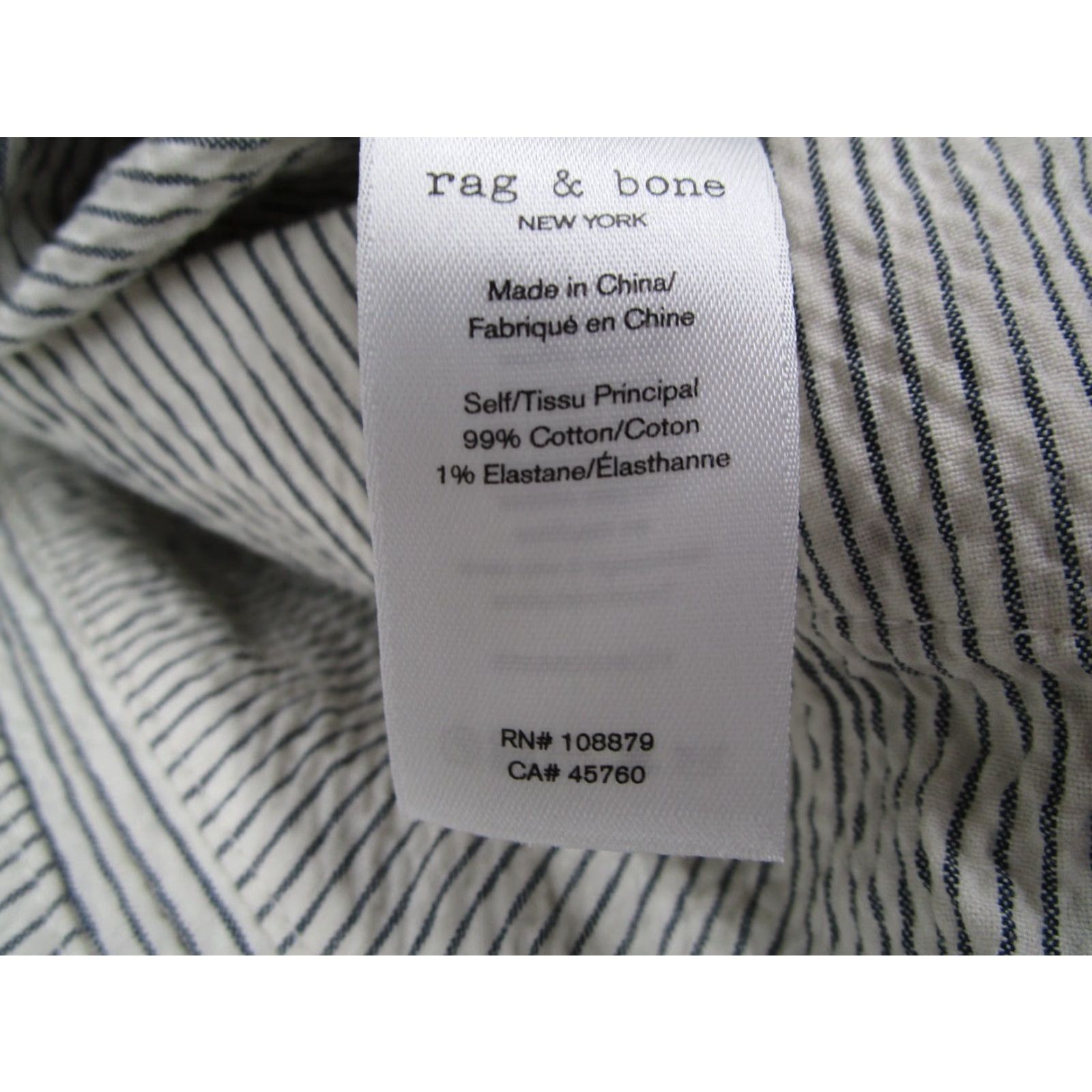 Rag & Bone RAG & BONE Chino Pants Mens 34 Blue Stripe Seersucker Flat Front Classic Casual 34x27 Size US 34 / EU 50 - 4 Thumbnail