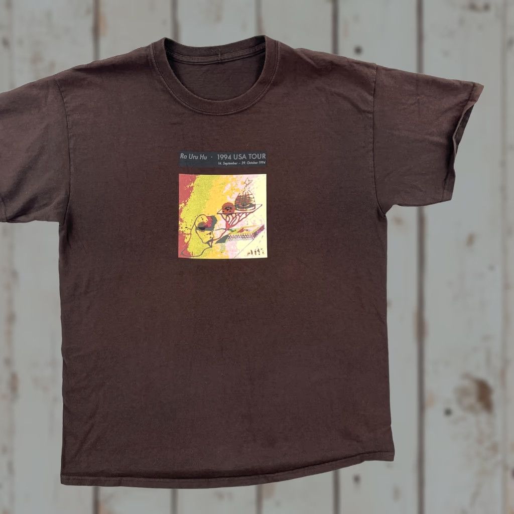 Vintage VINTAGE Ra Uru Hu 1994 USA Tour Mens L Brown T Shirt Graphic Print Hippie 90s USA Theme Mens Size US L / EU 52-54 / 3 - 1 Thumbnail