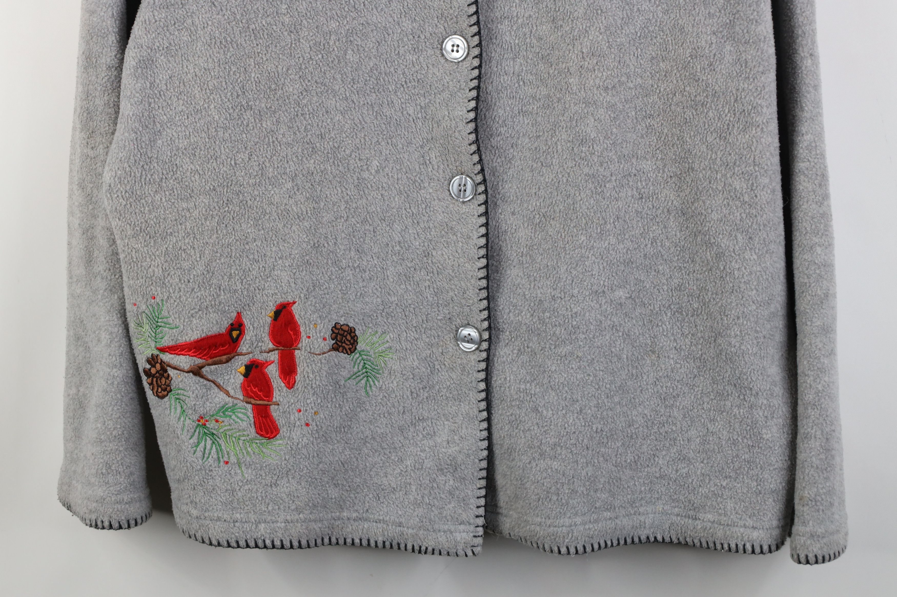 Vintage Vintage 90s Streetwear Cardinal Bird Fleece Cardigan Sweater Size XL / US 12-14 / IT 48-50 - 3 Thumbnail