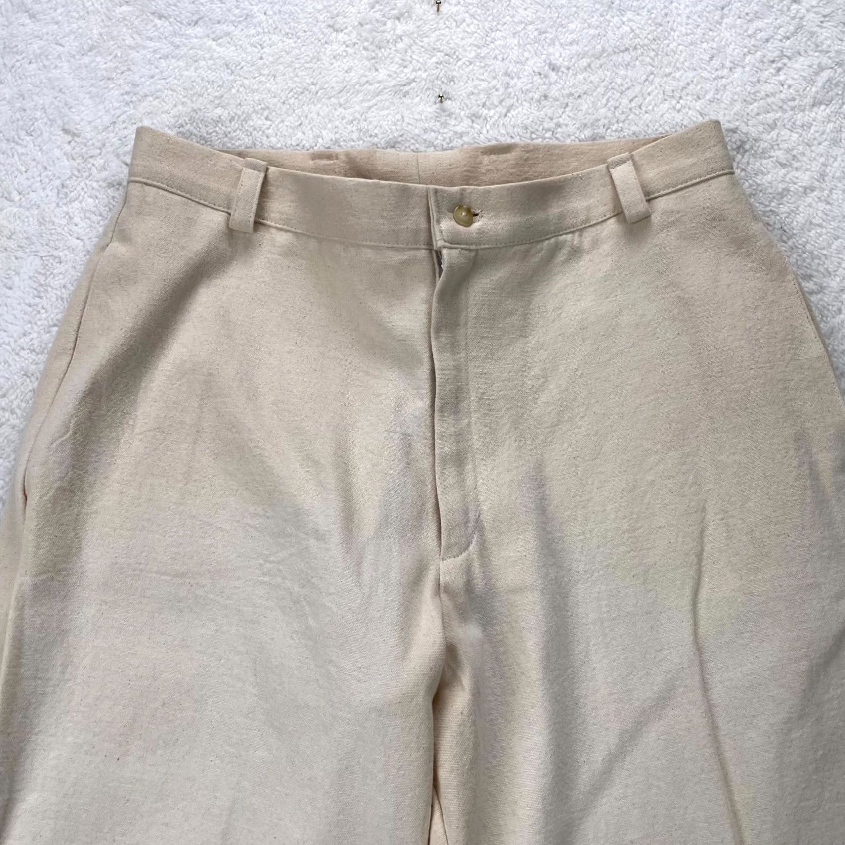 Vintage Mens Linen Pants - White Chino Casual Summer - USA Size US 32 / EU 48 - 2 Thumbnail