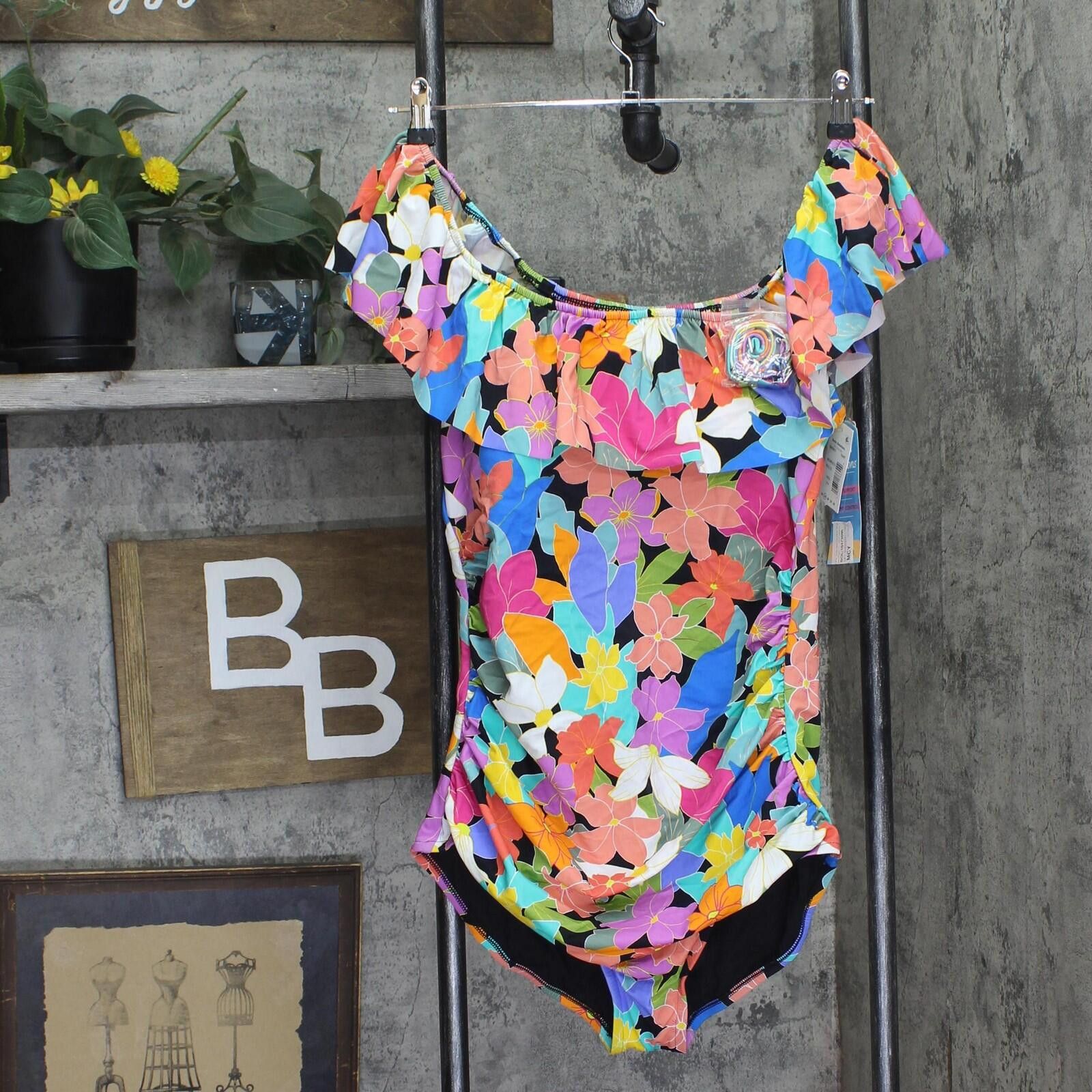 Other Nwt Swim Solutions Swimsuit Floral Frenzy Multi Blue 18w Size ONE SIZE - 1 Thumbnail