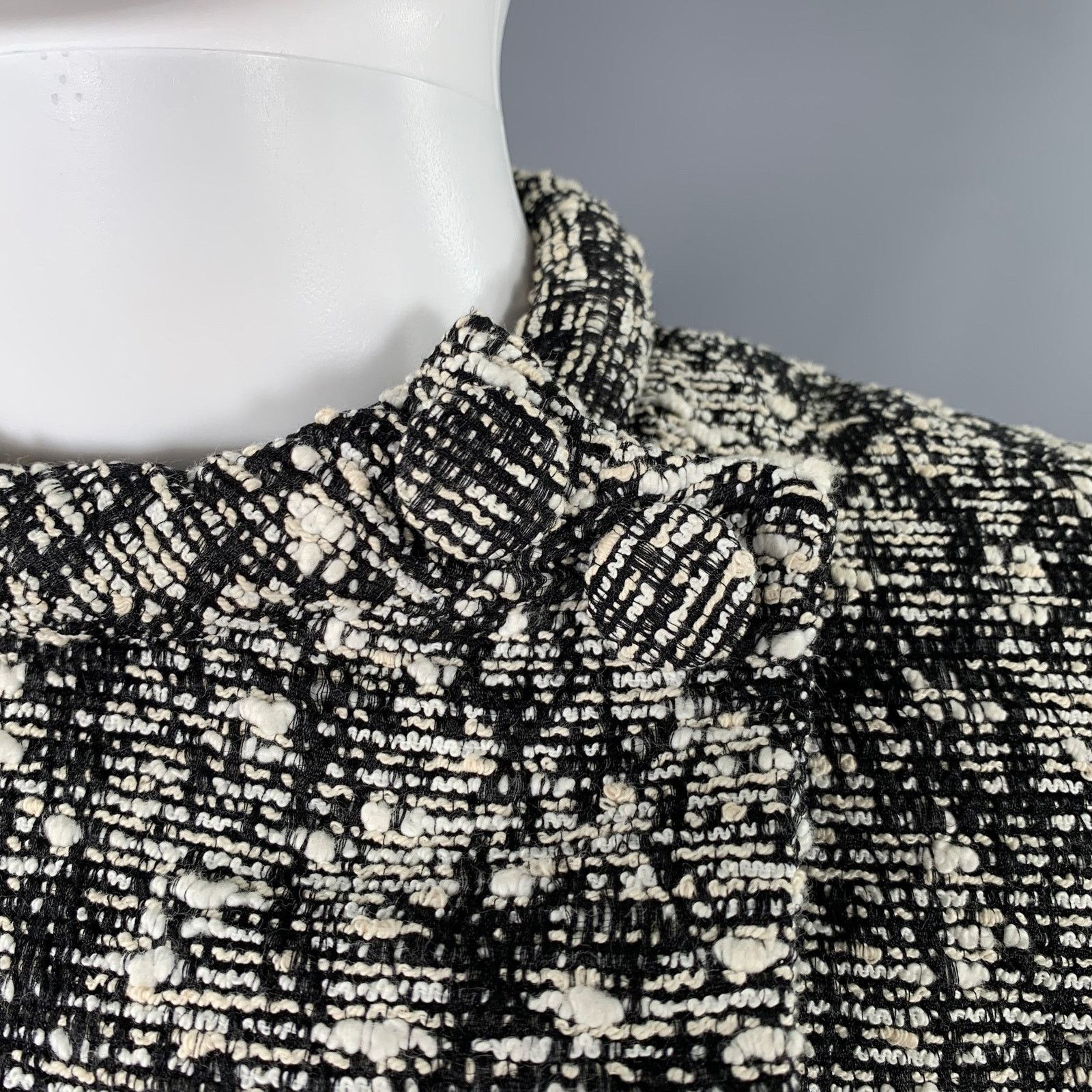 Proenza Schouler 2 Black White Cotton Blend Boucle Snaps Jacket Blazer Size XS / US 0-2 / IT 36-38 - 2 Thumbnail