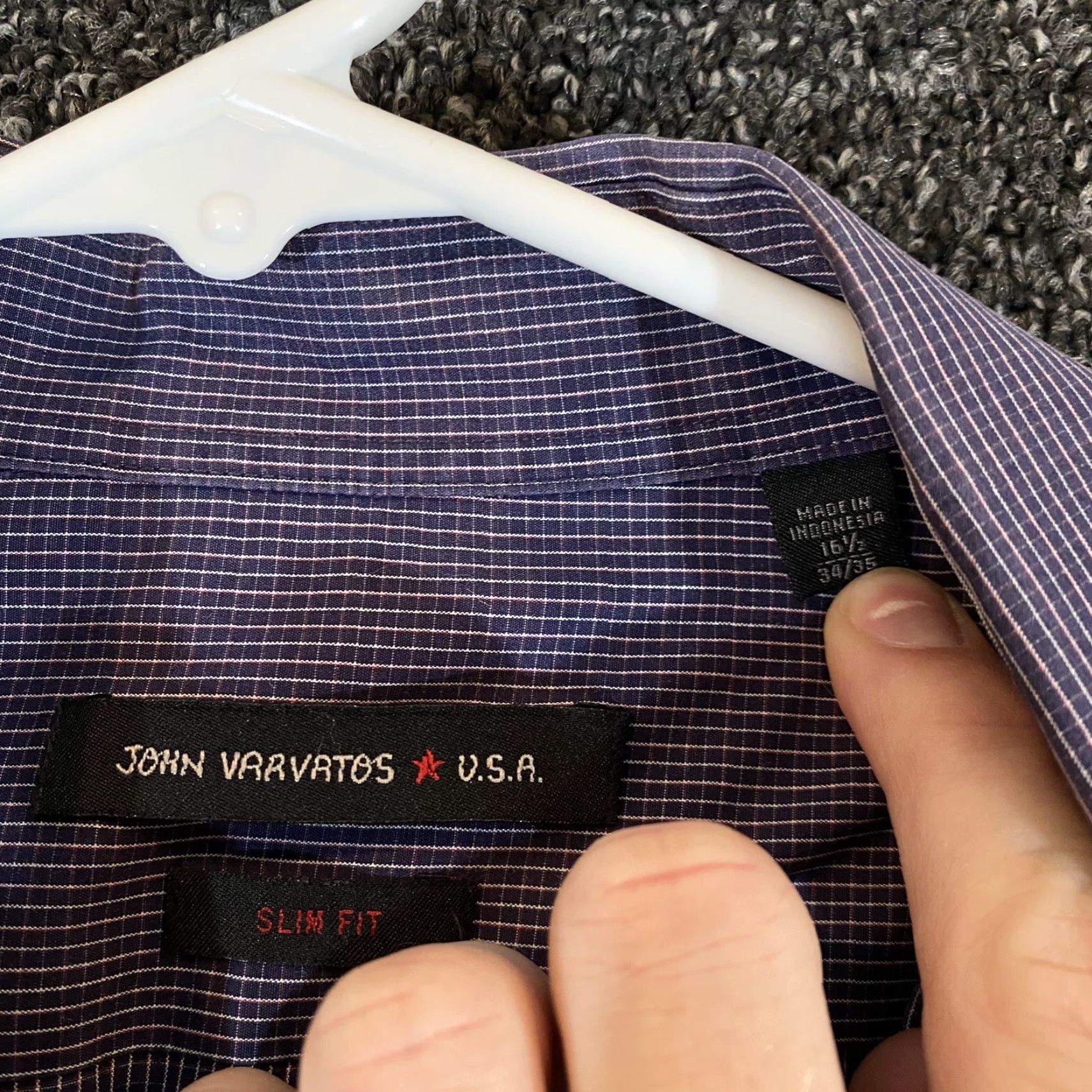 John Varvatos VINTAGE John Varvatos Dress Shirt Men Long Sleeve 16.5 Regular Fit Blue Red Plaid Slim Fit Mens Size 42R - 3 Thumbnail