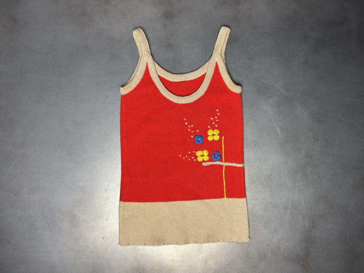 Vintage Vintage Knit Tank Top Embroidered Wool Sleeveless Floral 70s Size XS / US 0-2 / IT 36-38 - 10 Thumbnail