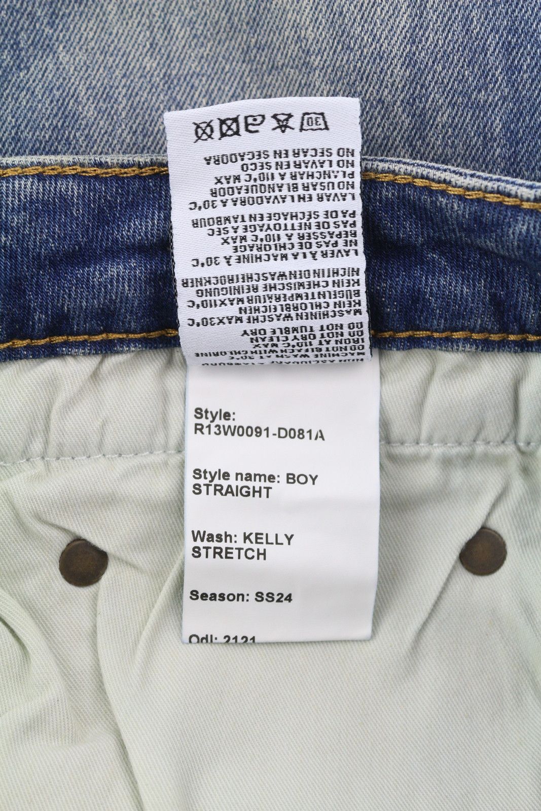 R13 BOY STRAIGHT 29 Cropped Ankle Washed Blue Kelly 84448 Size 29" - 10 Thumbnail