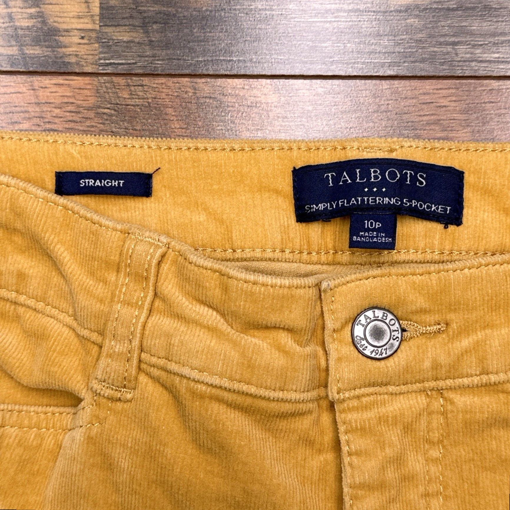 Talbots Talbots Jeans Corduroy 10P Petite Yellow High Waist Straight Women's Jeans Size 32" / US 10 / IT 46 - 2 Thumbnail