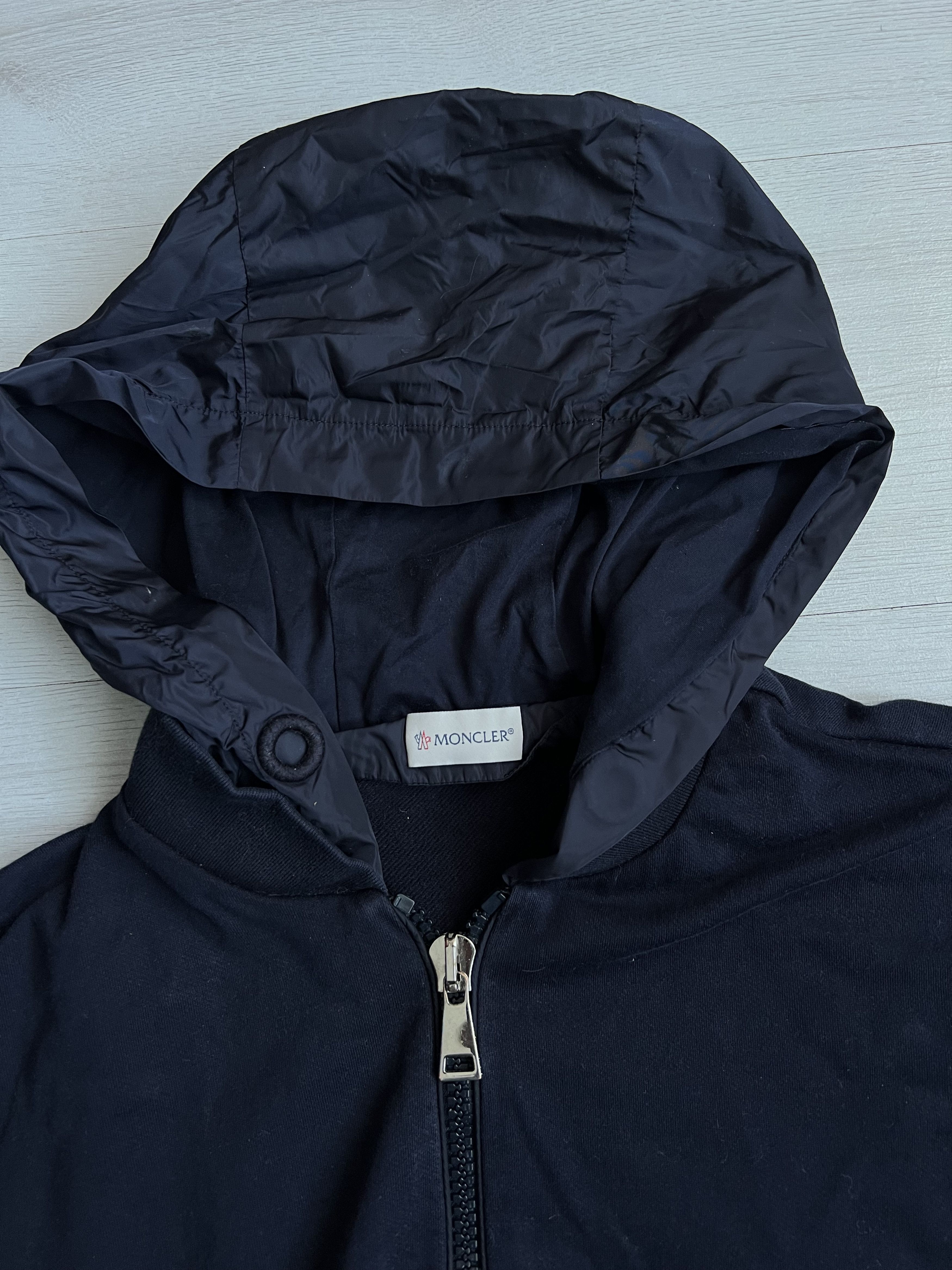 Moncler Moncler Navy Blue Cotton Knit Zipped Hooded Sweatshirt Size S / US 4 / IT 40 - 5 Thumbnail