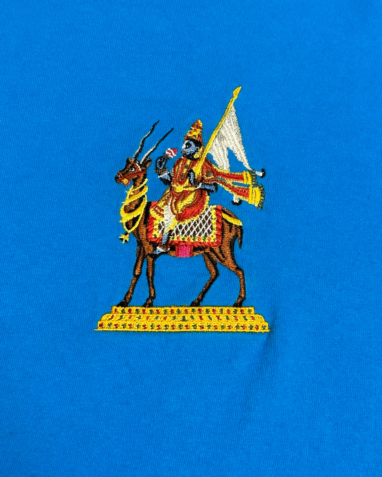 Noah Noah SS19 Vayu Wind God Embroidered Men's Blue T-Shirt - XS Size US XS / EU 42 / 0 - 3 Thumbnail