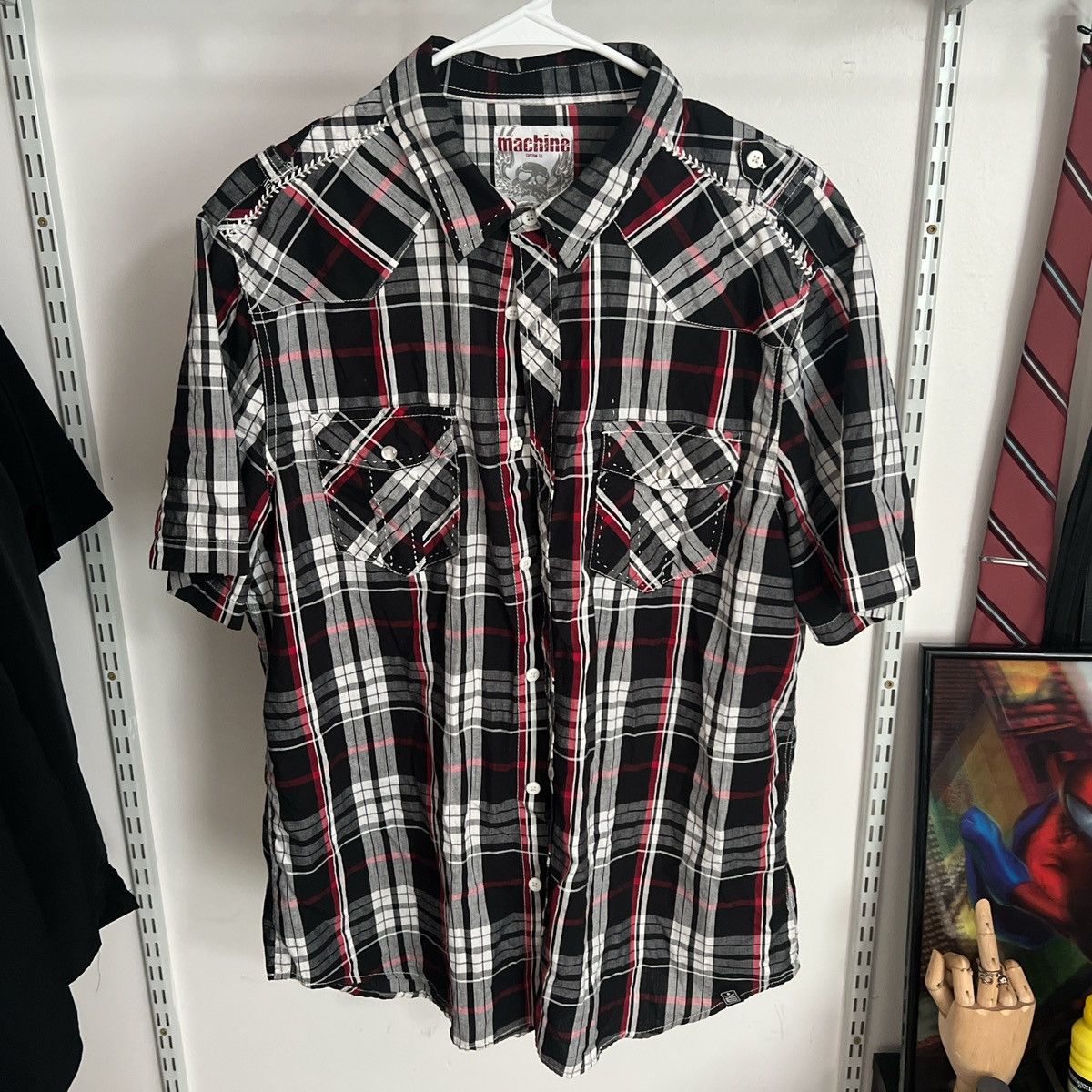 Other y2k Plaid Machine Custom Co. Button Up Shortsleeve Size US XL / EU 56 / 4 - 1 Thumbnail