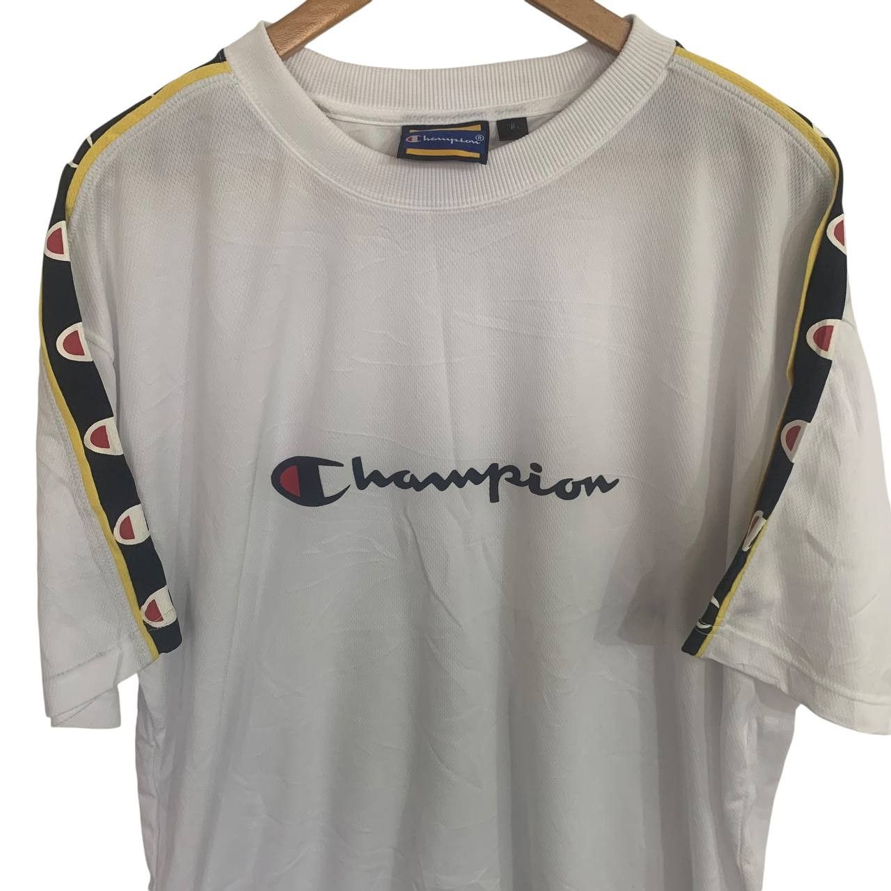 Champion Vintage Champion Spell Out Logo Polyester Shirt Sportswear Size US XL / EU 56 / 4 - 3 Thumbnail