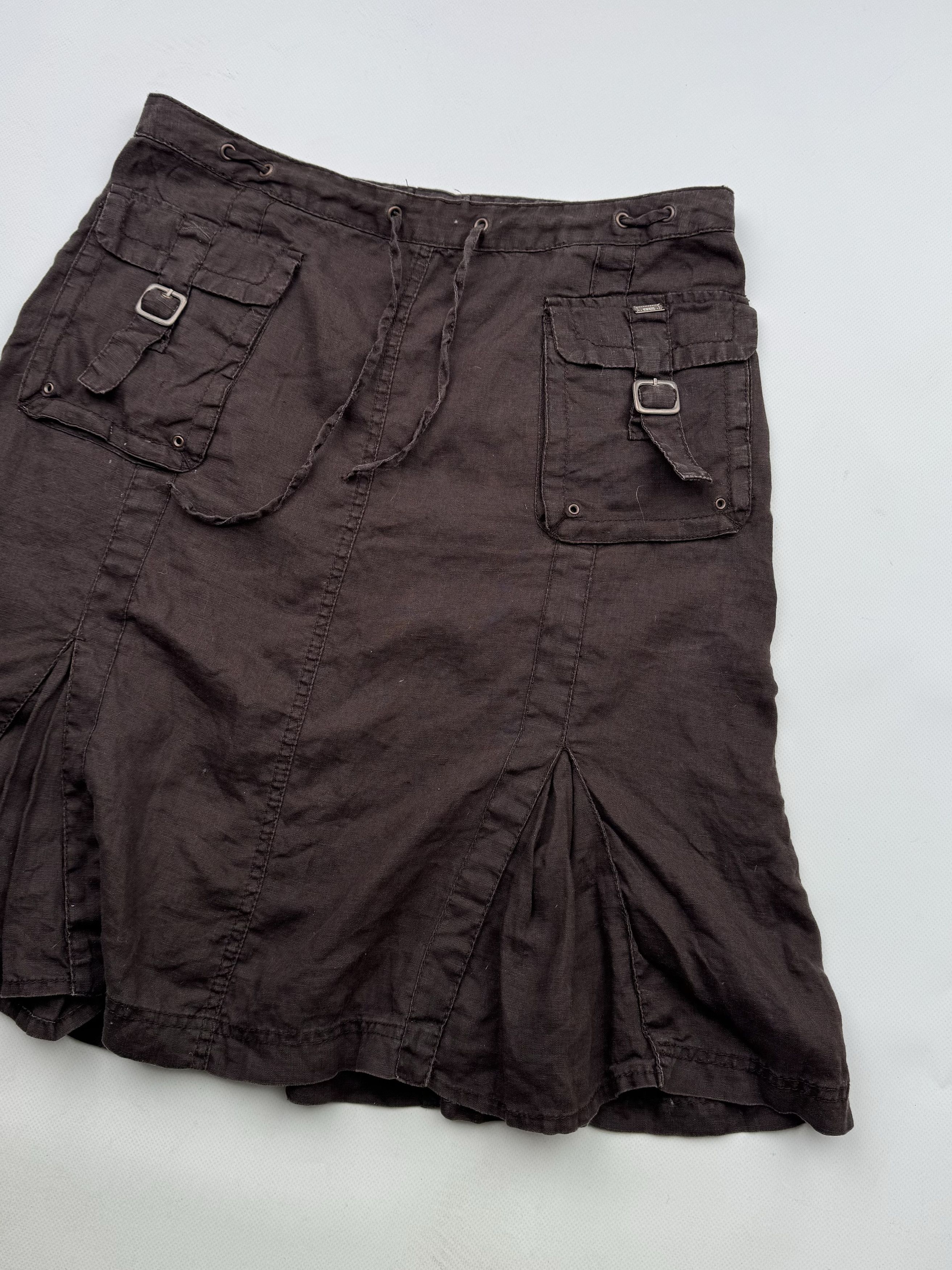 90's Cargo Linen Midi Skirt B56