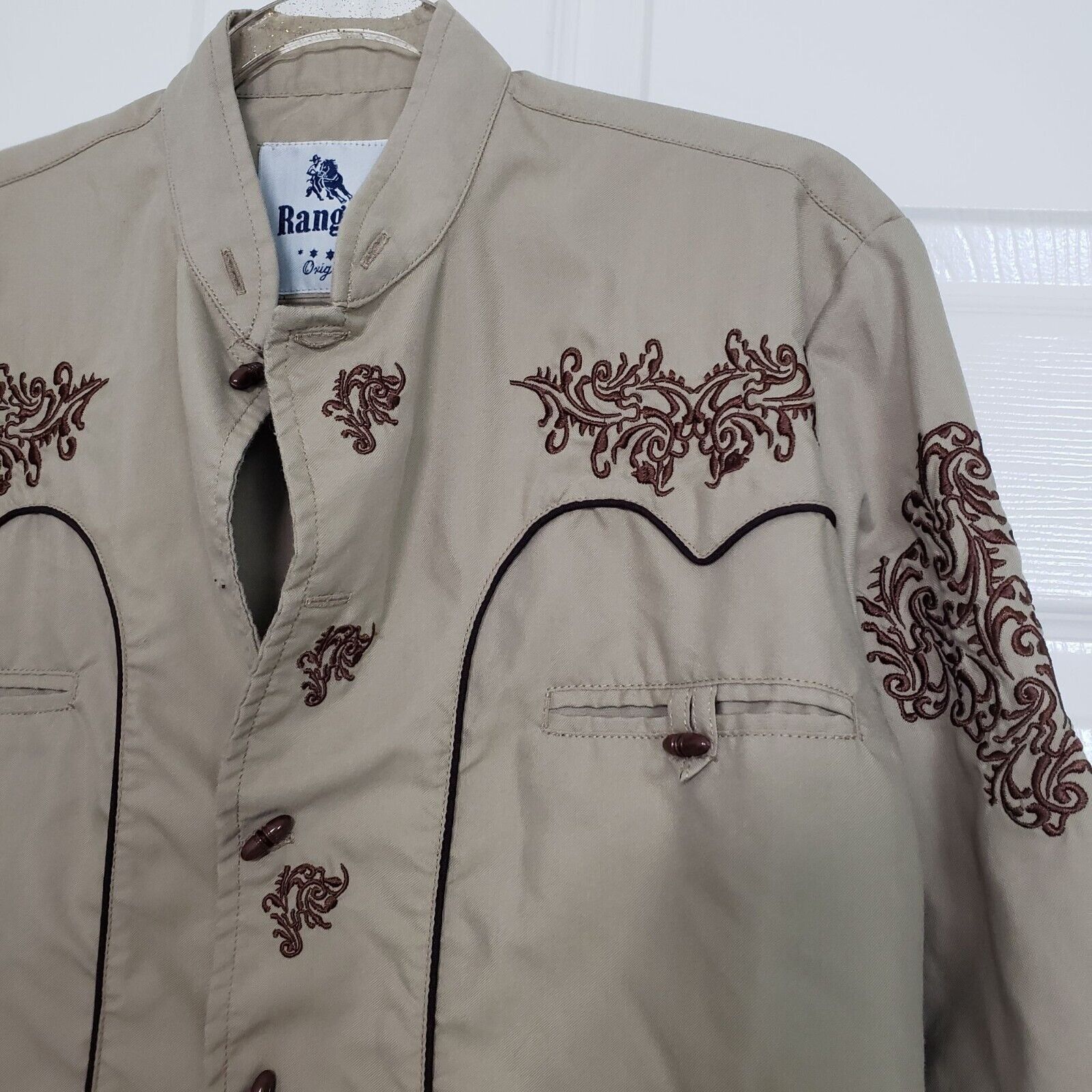 Designer Rangers Legend Embroidered Shirt Mens Size Small Brown Size S / US 4 / IT 40 - 2 Thumbnail