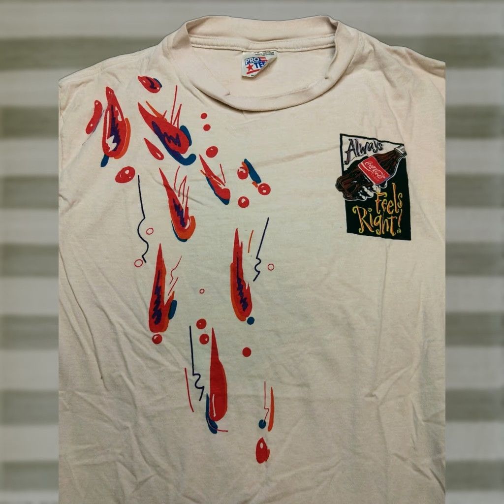 Vintage VINTAGE Coca-Cola Shirt Mens T-Shirt Regular Size L White 90s 80s Double-Sided Logo Promo USA Size US L / EU 52-54 / 3 - 1 Thumbnail