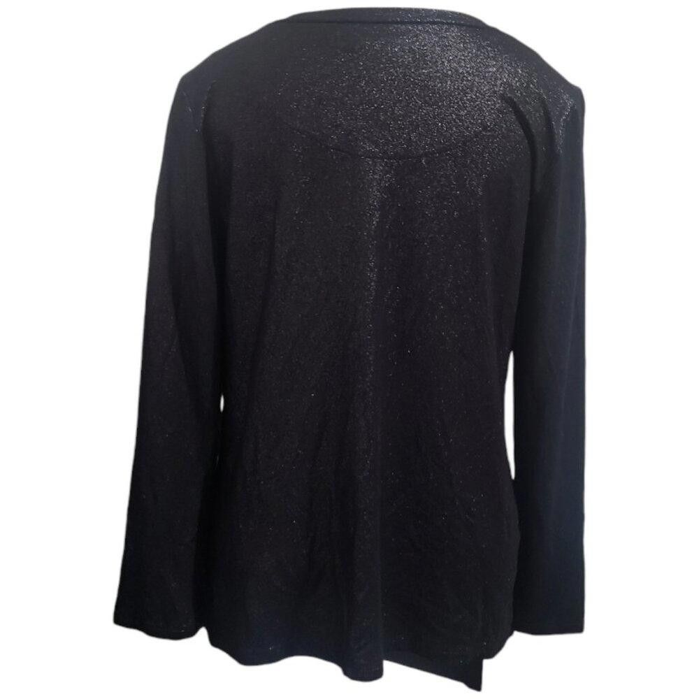 Chicos CT1839 Chico's Black Glittered Long Sleeve Crew Neck Top M Size M / US 6-8 / IT 42-44 - 4 Thumbnail