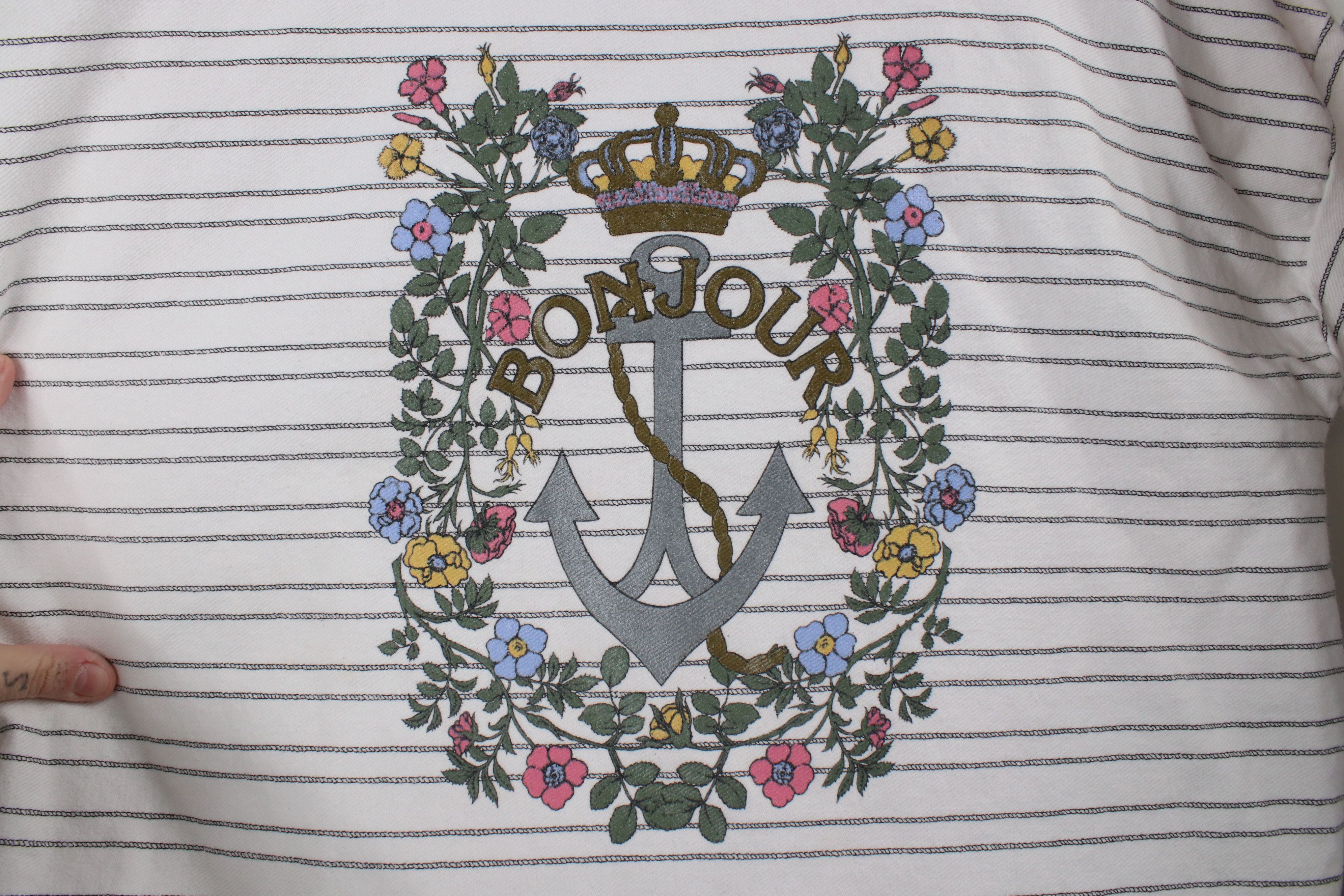 Vintage Vintage 90s Streetwear Flower Bonjour Anchor Sweatshirt Size XL / US 12-14 / IT 48-50 - 7 Thumbnail