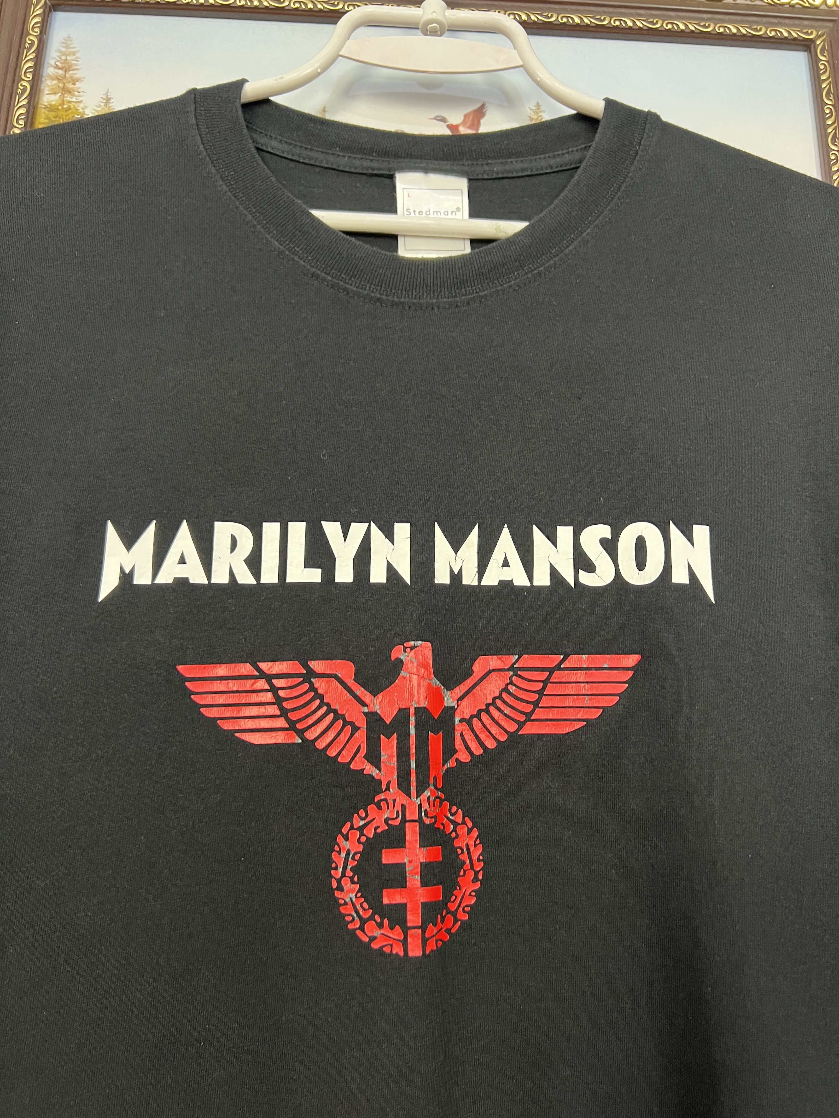 Vintage Vintage 2000's Marilyn Manson Eagle Goth Metal Shirt Size US L / EU 52-54 / 3 - 3 Thumbnail