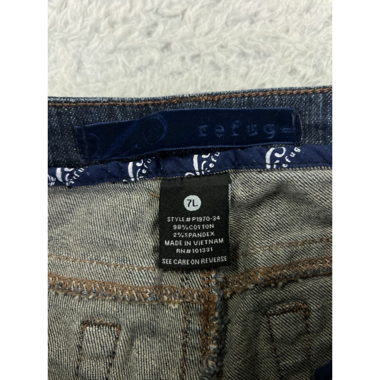 Denime Refuge Jeans Women 7 L Blue Denim Flared Low Rise Distressed Cotton 27x32 Size 28" / US 6 / IT 42 - 6 Thumbnail
