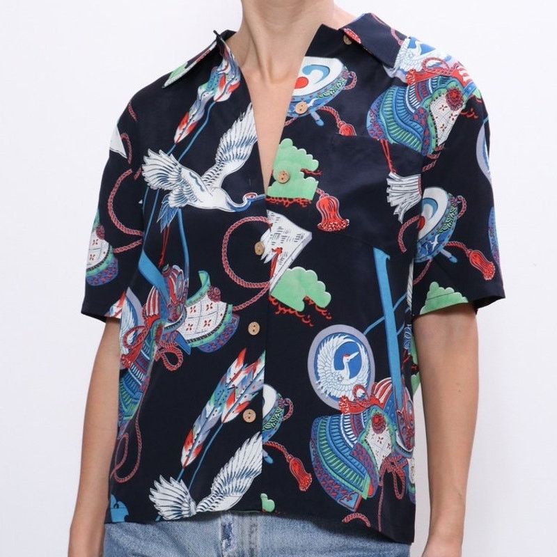 RE/DONE Re/DoneWomens Japanes Tsuru Hawaiian Crane Shirt Size M Bird Size M / US 6-8 / IT 42-44 - 1 Thumbnail