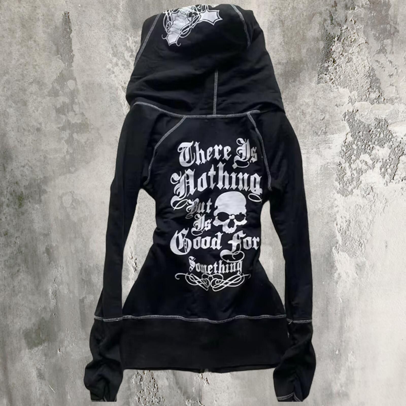 Vintage black gothic lepoard skull hoodie Size M / US 6-8 / IT 42-44 - 2 Thumbnail