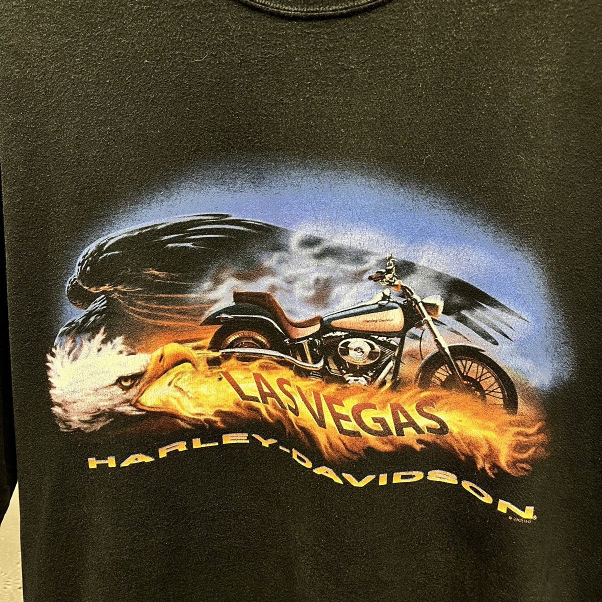 Harley Davidson × Vintage Harley Davidson Vintage Y2K Las Vegas Eagle Flame Biker Tee Size US XXL / EU 58 / 5 - 2 Thumbnail