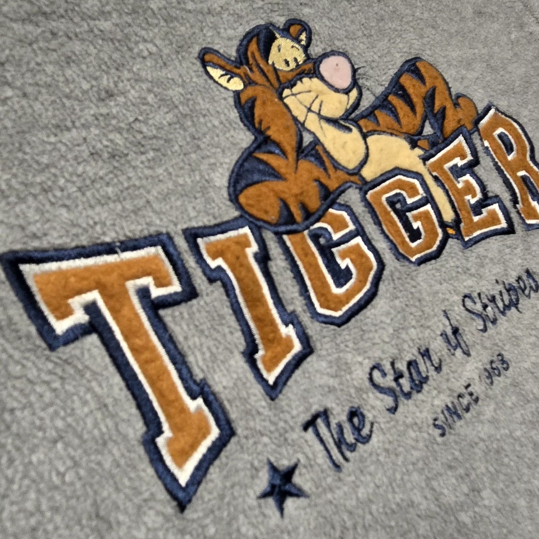 Disney Disney Sweatshirt Mens S Gray Fleece Embroidered Logo Star of Stripes Pooh 90s Vintage Tigger Costume Cartoon Size US S / EU 44-46 / 1 - 5 Thumbnail